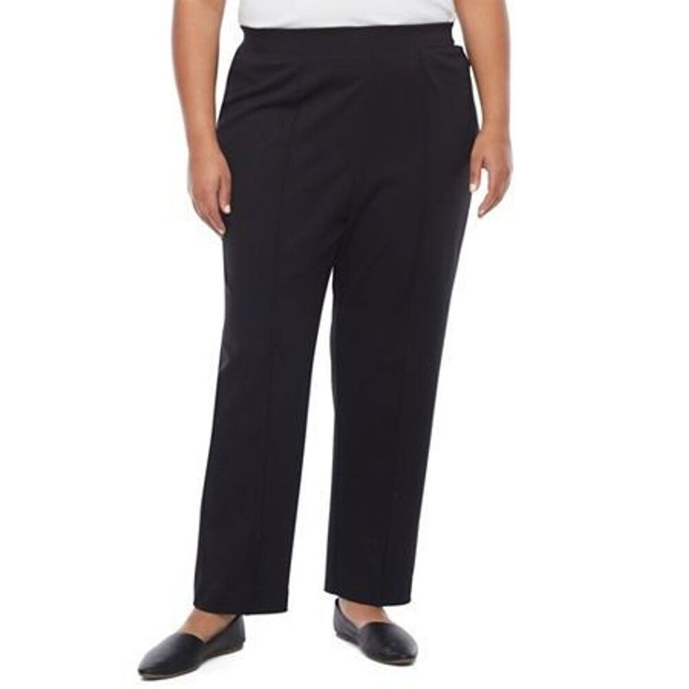 Alfred Dunner Walk on the Wild Side Rayon Blend Pants - Black - 2X Short